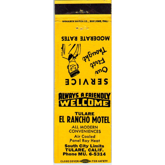 El Rancho Motel Tulare CA Advertising Matchbook Cover MM9-1