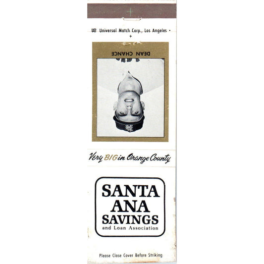 Santa Ana Savings Dean Chance Baseball Advertising Matchbook Cover SA1-M9