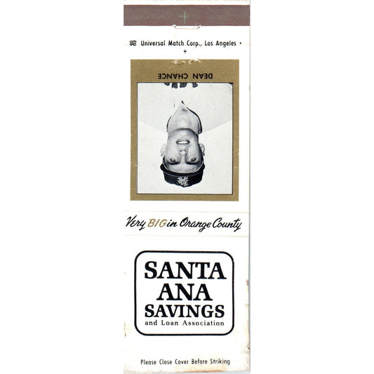 Santa Ana Savings Dean Chance Baseball Advertising Matchbook Cover MM9-9