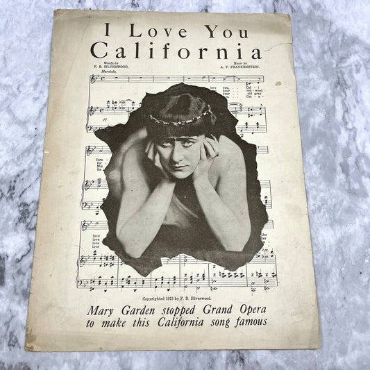 I Love You California A.F. Frankenstein 1913 Sheet Music TK2-SM2