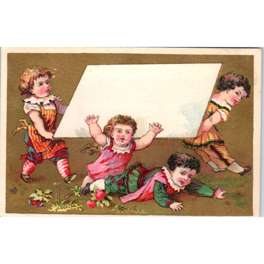 1890s Victorian Trade Card Boy Clown Beggars with Blind Dog SE4