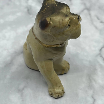 Vintage MCM Hand Painted Bulldog Dog Bone China Figurine 2.5” SE1