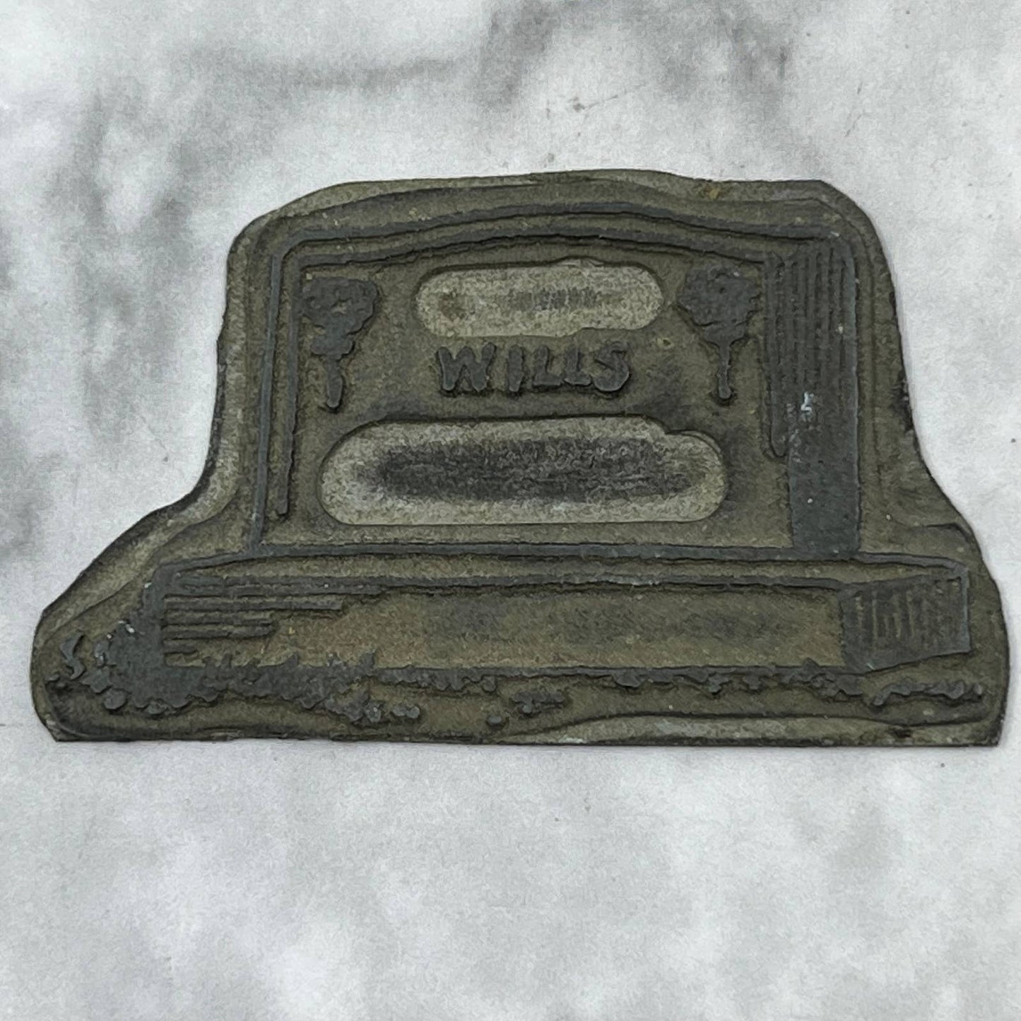 Vintage Printing Letterpress Printers Block Plate Wills Tombstone TJ514