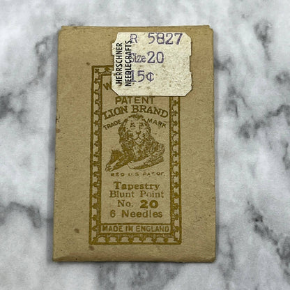 Vintage W. Crowley & Sons Lion Brand Tapestry Blunt Point No. 20 Needles SA2