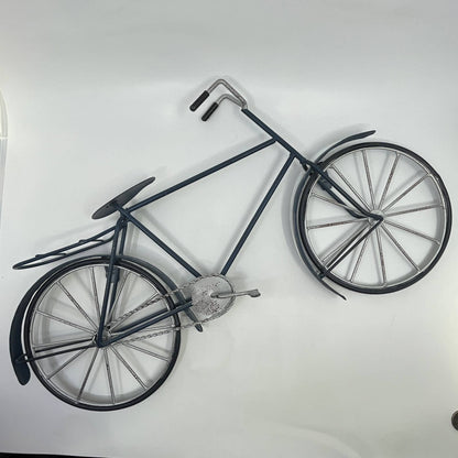 Vintage Hand Crafted Metal Wrought Iron Bicycle Wall Hanger Blue 20x11