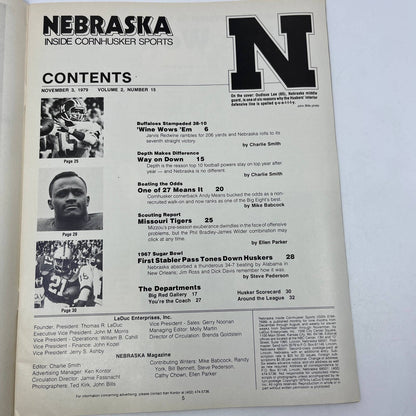 1979 Nov 3 - Nebraska Inside Cornhusker Sports Magazine - Oudious Lee TH7