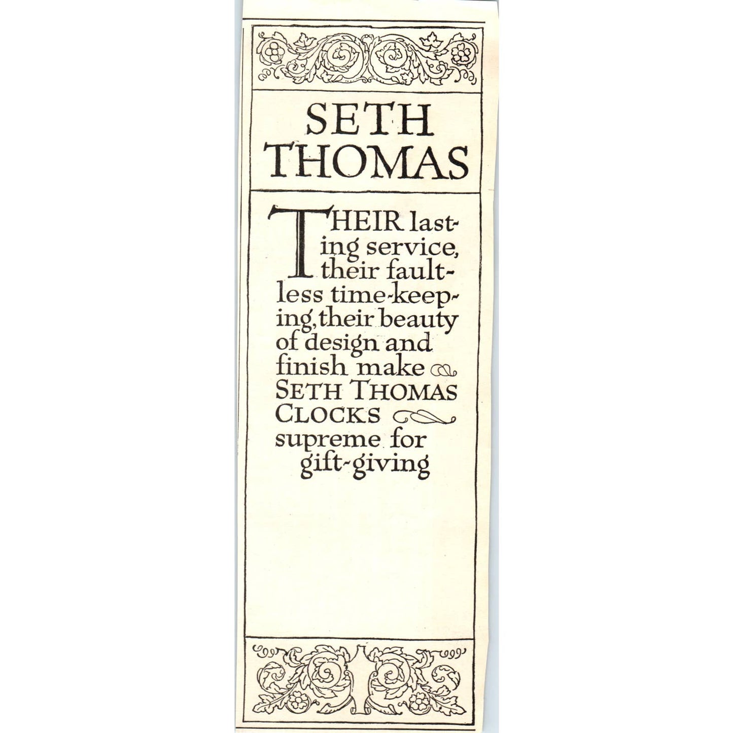 c1920 Harper's Magazine Ad - Seth Thomas Clocks EA3-4