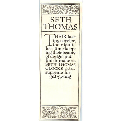 c1920 Harper's Magazine Ad - Seth Thomas Clocks EA3-4