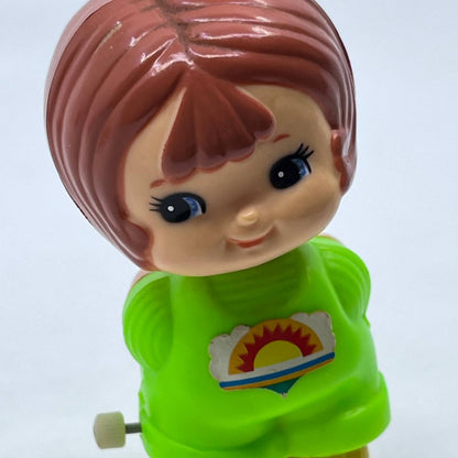 1979 TOMY Wind Up Toy 3" Kid-a-Long Kids Roller Skating Girl WORKS SE2