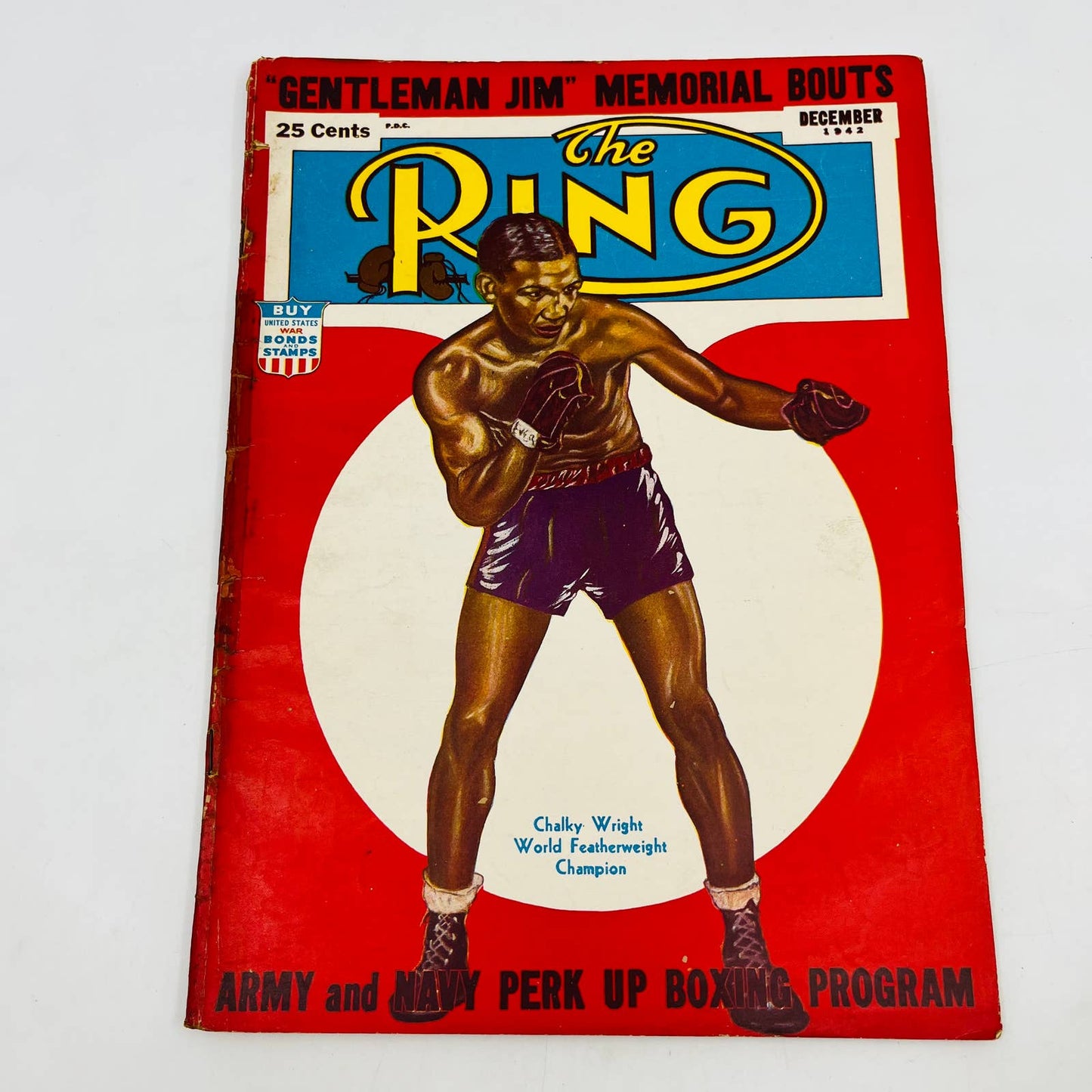 1942 Dec - The Ring Boxing Magazine – Chalky White Cover Joe Louis WWII TA5