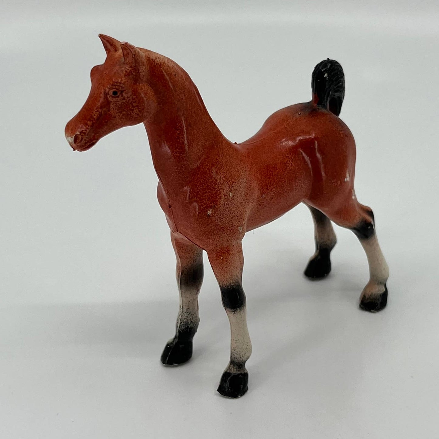 Vintage 1975 Rubber  Imperial Thoroughbred Horse Figurine White Stocking SA2