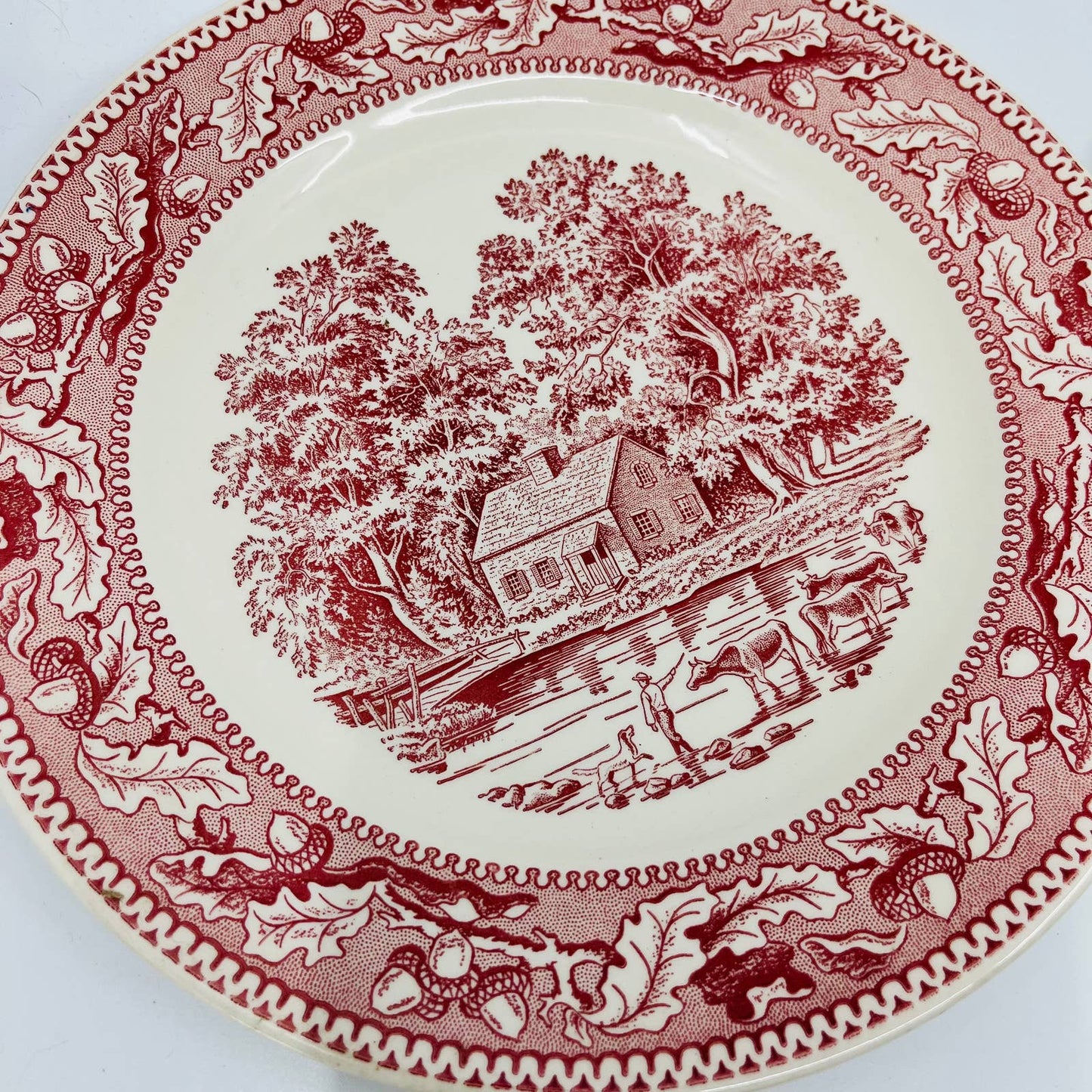 1960s Memory Lane Royal Ironstone Dinner Plate Dog & Oxen Scene 10” Set of 4 TD1