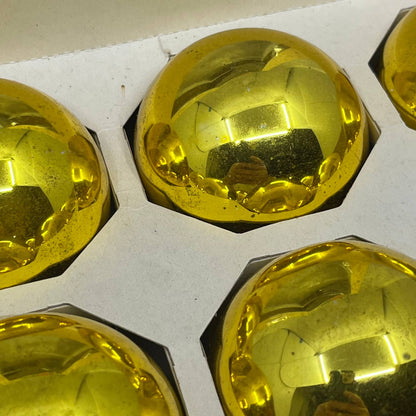 Shiny Brite 12 Vintage 2 5/8" Mercury Glass Ornaments Original Box Gold OT1