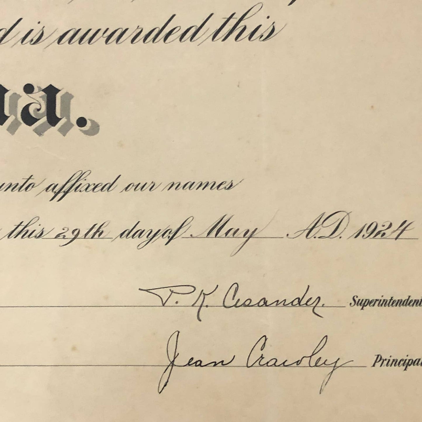 1924 Rushford High School Diploma Francis Eleanor Shattuck Austin Minnesota RU1