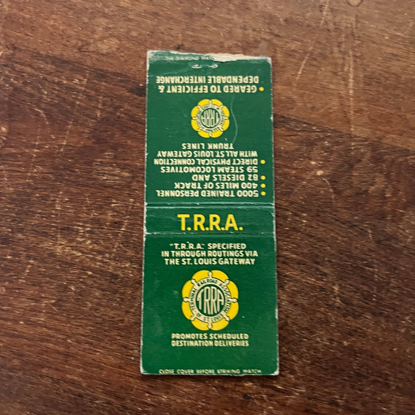 T.R.R.A. Routings Via St. Louis Gateway Advertising Matchbook Cover MM11-4
