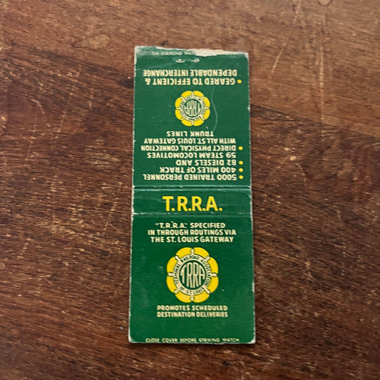T.R.R.A. Routings Via St. Louis Gateway Advertising Matchbook Cover MM11-4