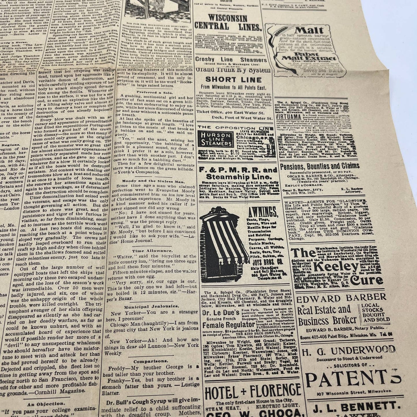 1898 Sep 25 Original Milwaukee Telegraph - Thanksgiving Turkey Thoughts FL4