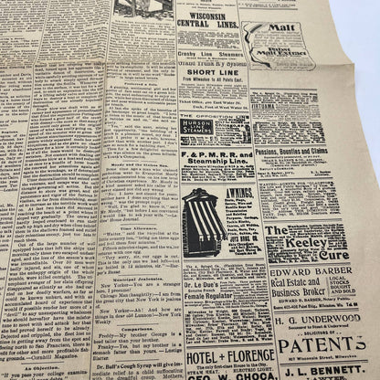 1898 Sep 25 Original Milwaukee Telegraph - Thanksgiving Turkey Thoughts FL4