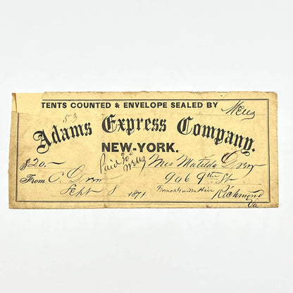 1871 Wax Seal Envelope Adams Express Company New York AB9