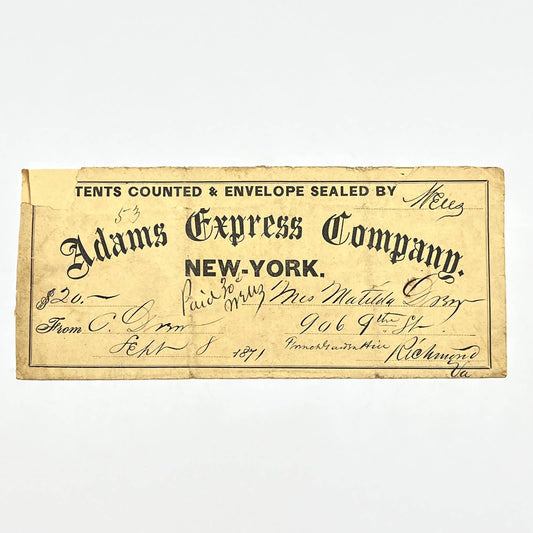 1871 Wax Seal Envelope Adams Express Company New York AB9