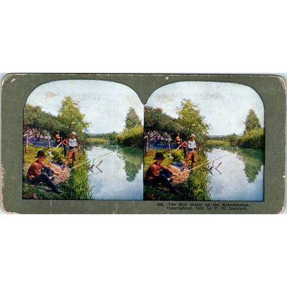 Victorian Fishing Still Water on the Kinnikinnick Antique Stereoview Card TJ1-C1