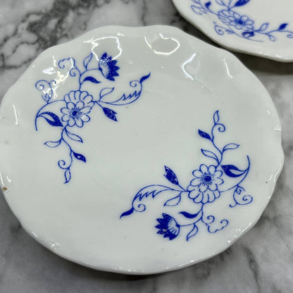 Vintage Blue Floral Mini Dill Tea Party  Plate 3” Scalloped Japan Set of 3 TJ5