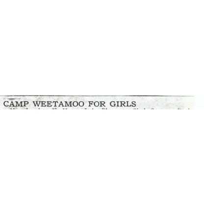 Camp Weetamoo for Girls New London NH Florence E. Griswold - 1921 Ad TJ7-S6
