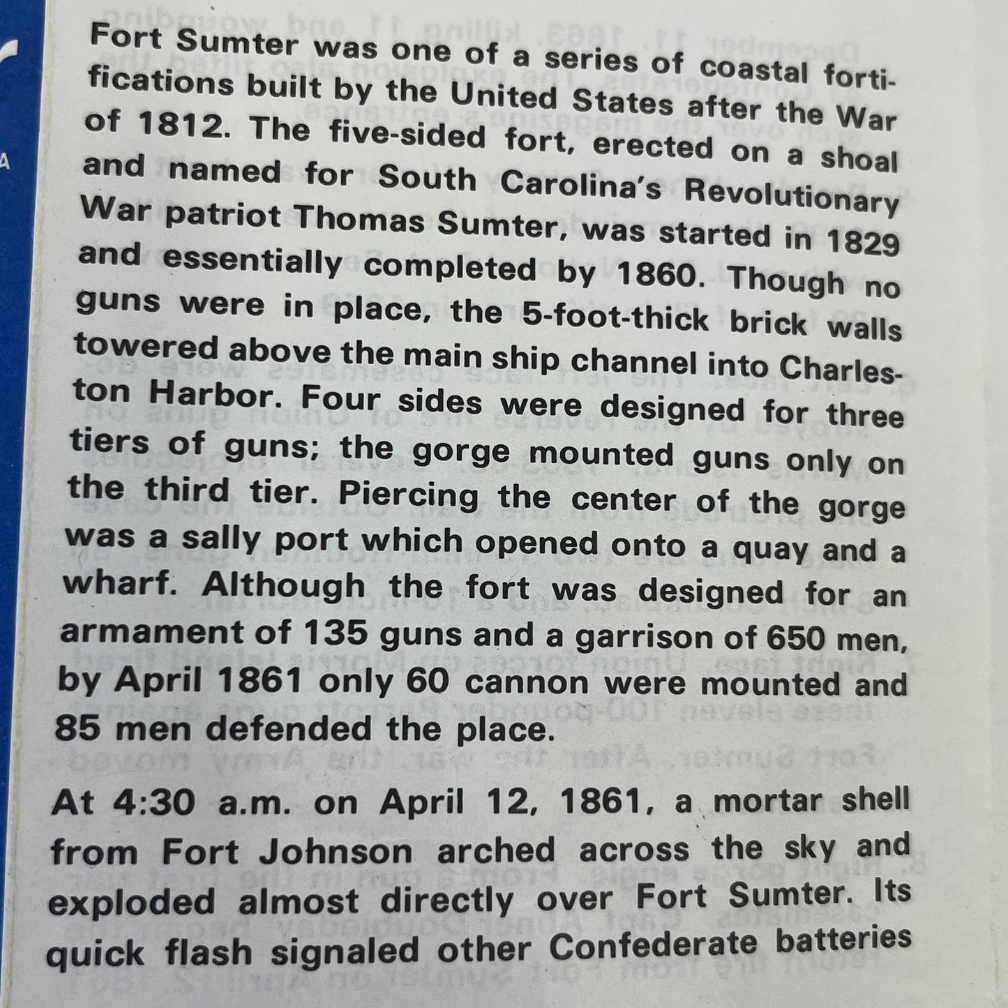 1977 Fort Sumter National Monument  Walking Tour Leaflet & Fold Out Map TG6