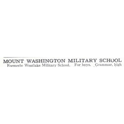 Mount Washington Military School Col. Wm. Strover Los Angeles CA 1921 Ad TJ7-S6