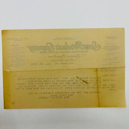 1910 Spar Products Company Letterhead Memo Baltimore MD Clagget & Allen St. D2