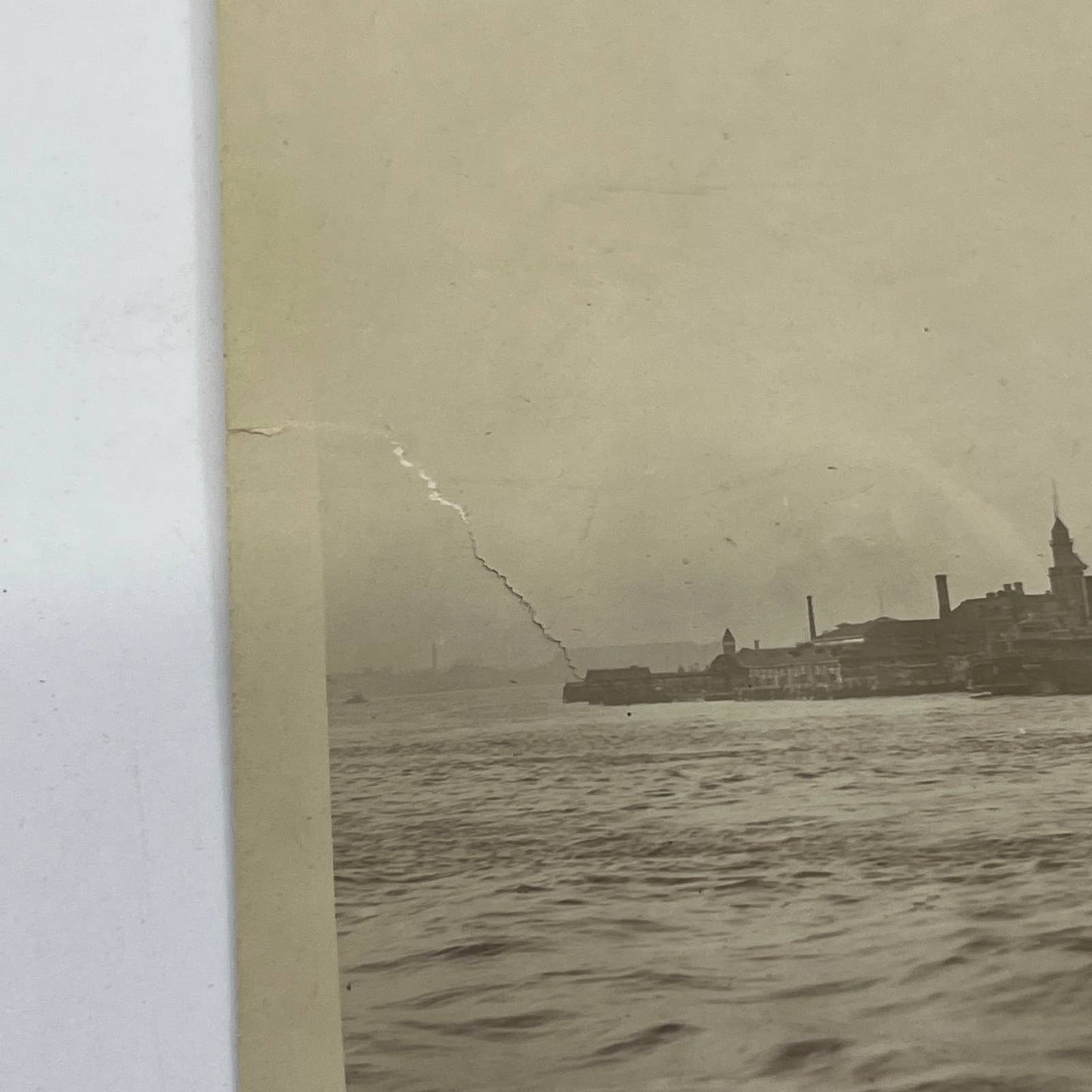 1903 Original Sepia Photograph Battery Park View From the East River NYC AC7