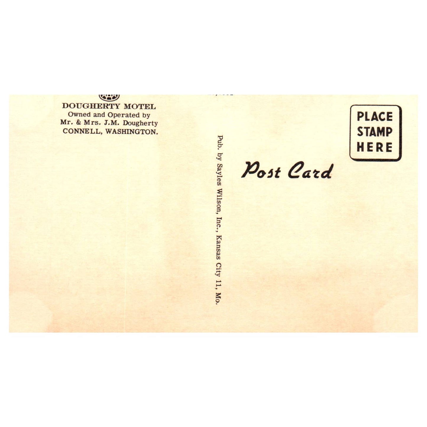 Dougherty Motel AAA Connell Washington J.M. Dougherty - Postcard TJ8-1