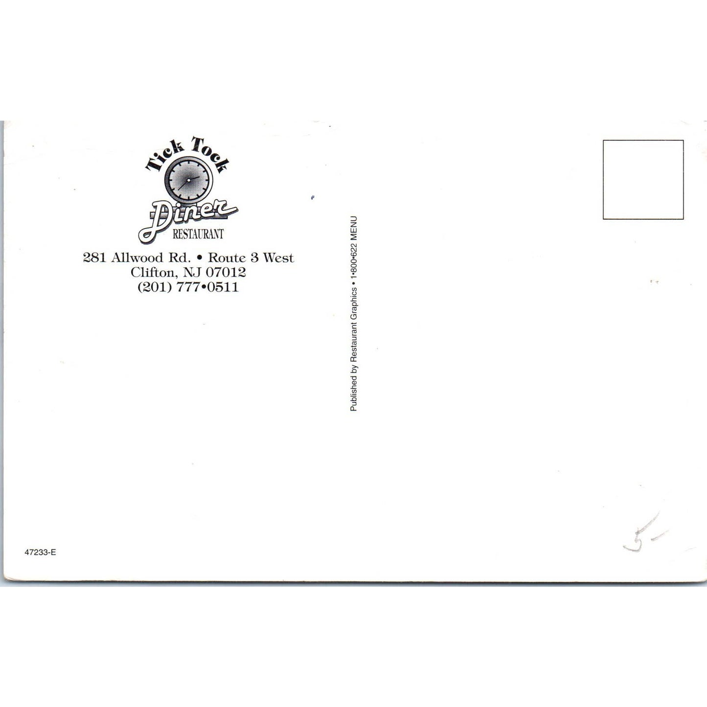 Tick Tock Diner Restaurant Clifton New Jersey - Original Postcard TJ7-RP2