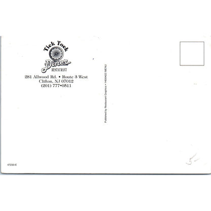 Tick Tock Diner Restaurant Clifton New Jersey - Original Postcard TJ7-RP2