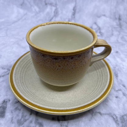 Vintage Mikasa Nature's Song Coffee Cup and Saucer Brown Stoneware C1050 TJ5