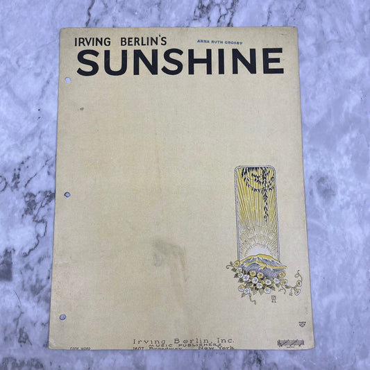 1928 Irving Berlin's Sunshine Sheet Music Piano Tune Ukulele Banjulele Banjo V41-3