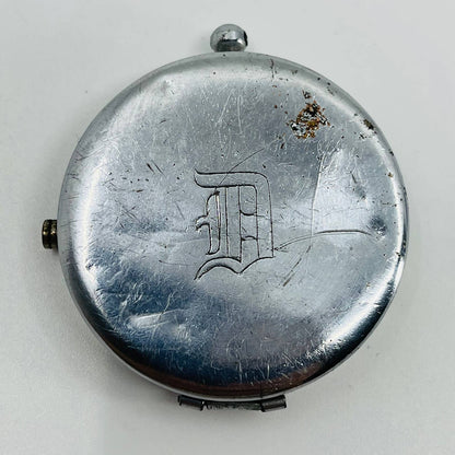 Vintage Chrome Monogrammed “D” Pocket Compass w/ Lid SB3