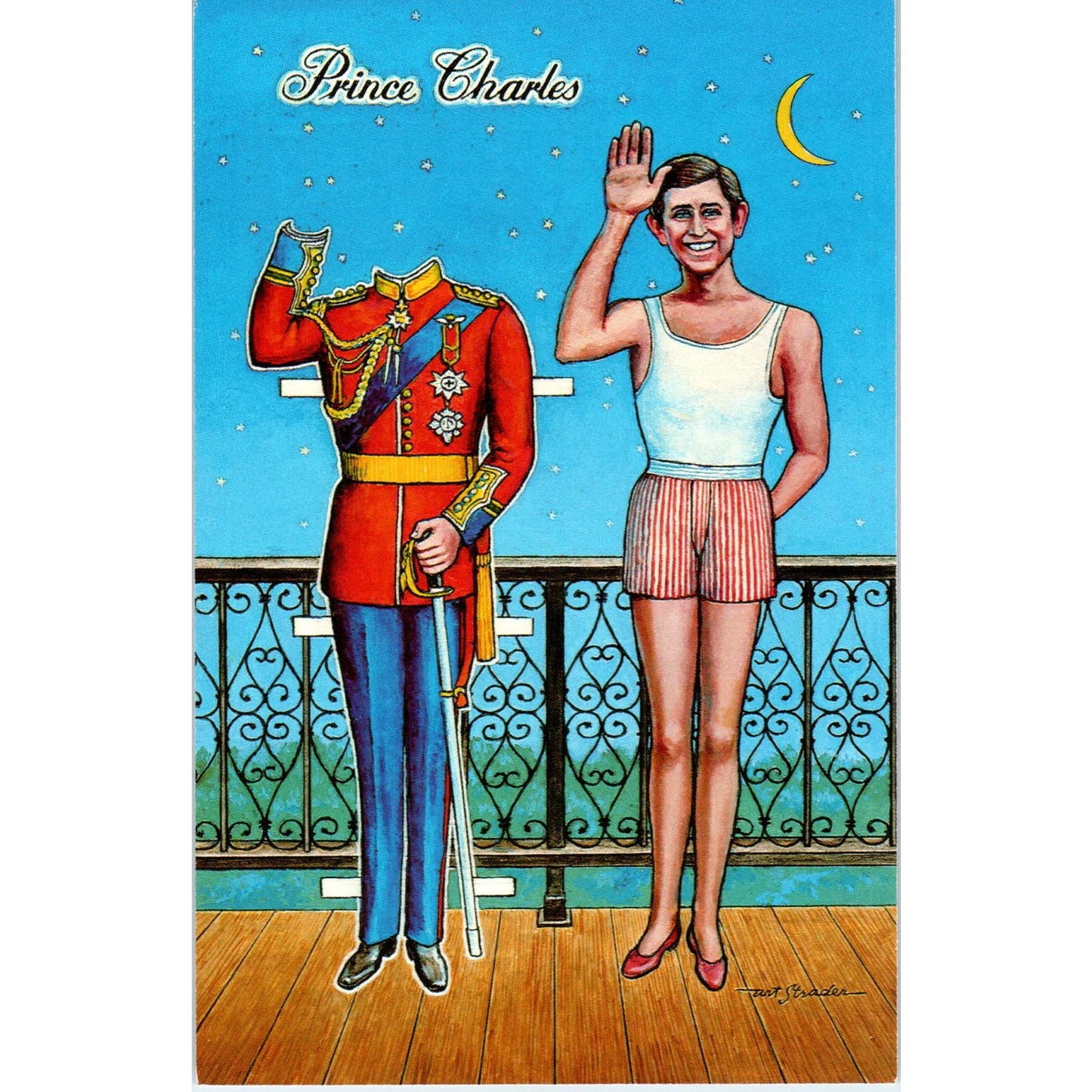Prince Charles Paper Doll by Art Strader Original Postcard PB6