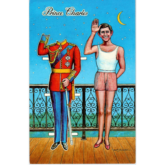Prince Charles Paper Doll by Art Strader Original Postcard PB6