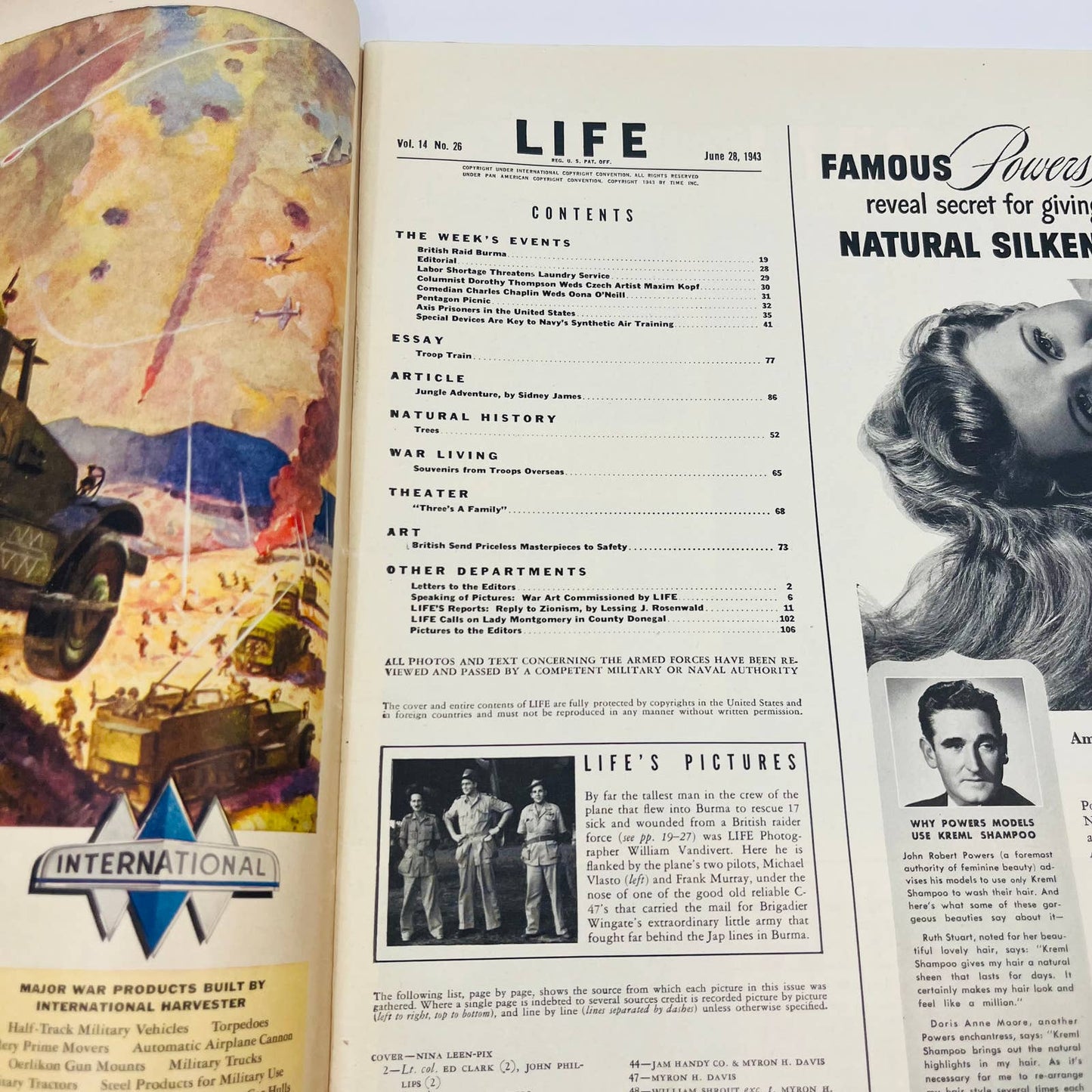 Life Magazine, June 28, 1943 - Hula dancer, DeSoto, Studebaker trucks TD9