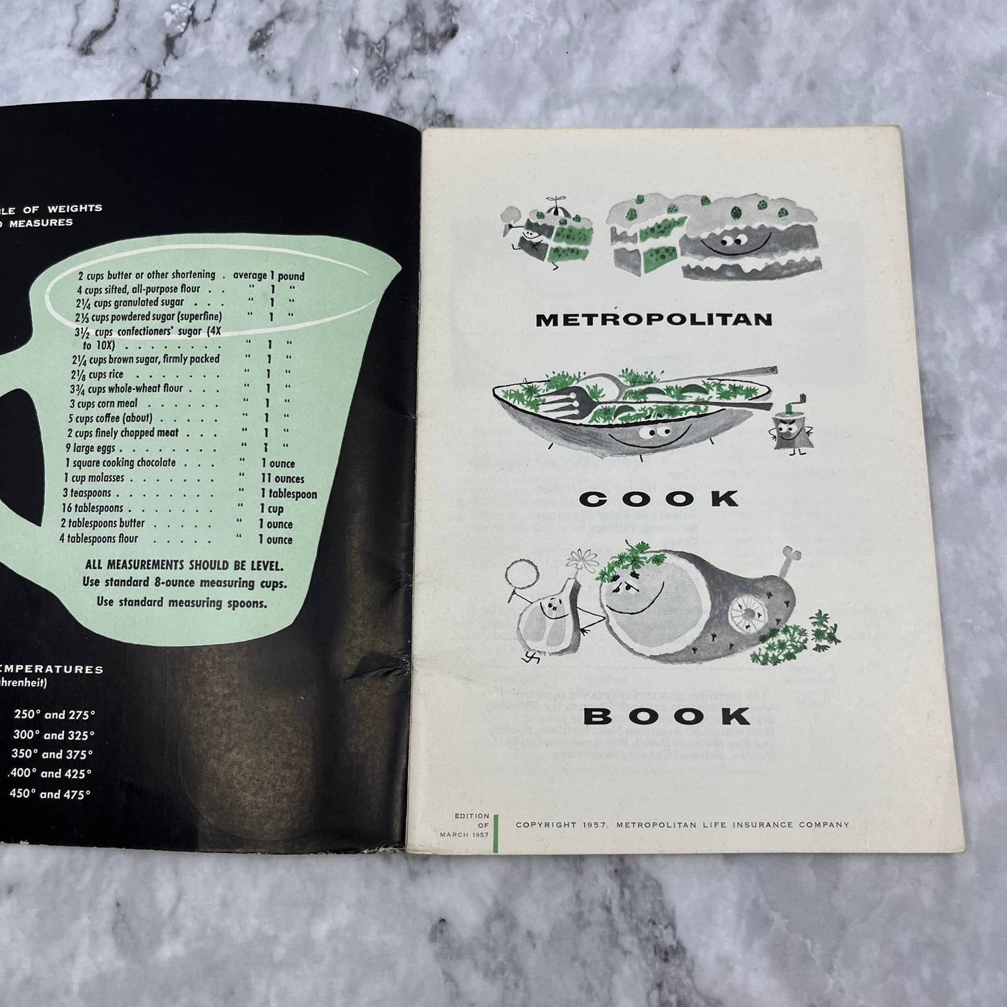 1957 Cook Book From Metropolitan Life  Recipes Anthropomorphic Food  TJ4