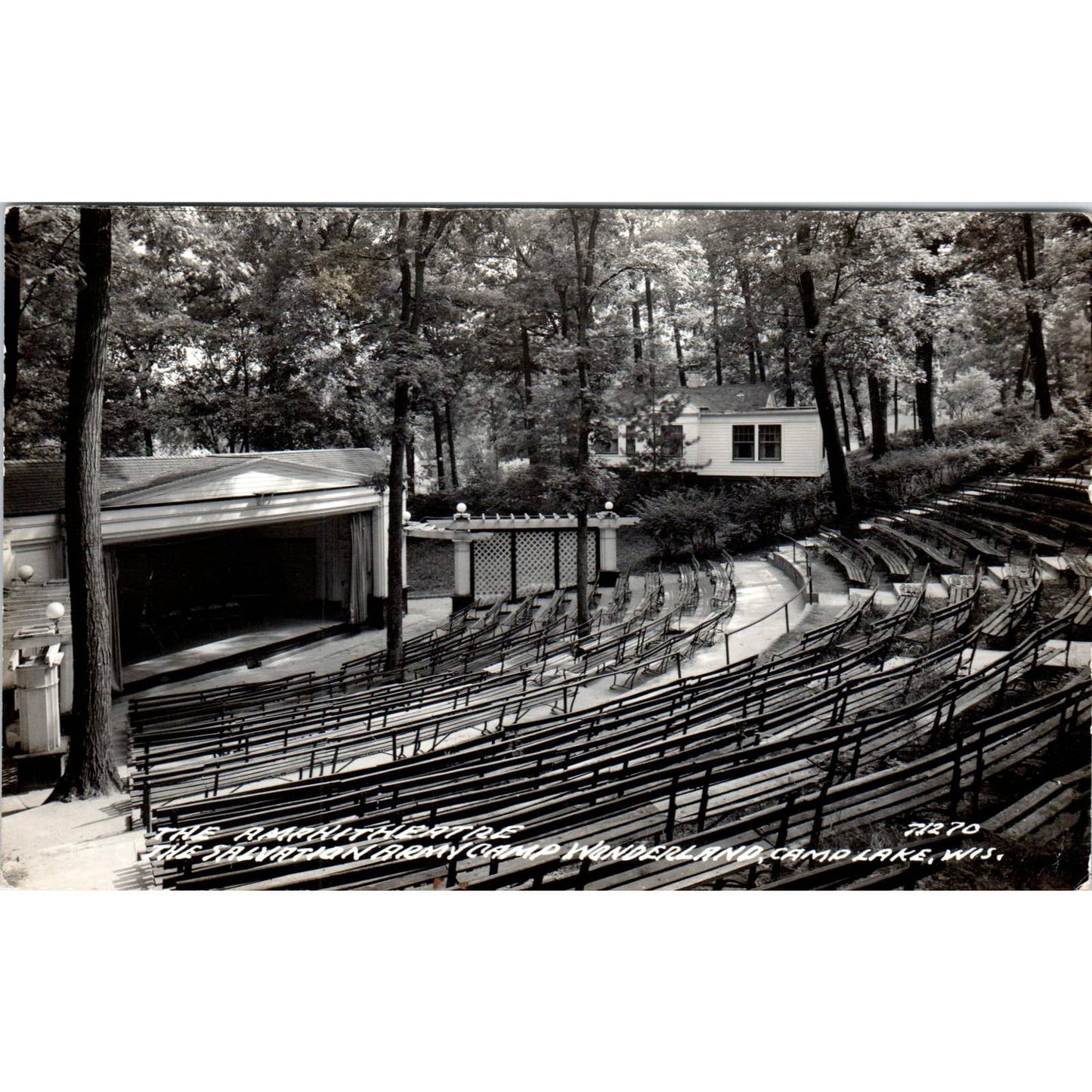 Salvation Army Camp Wonderland Amphitheatre Camp Lake WI RPPC Postcard TJ9-P3