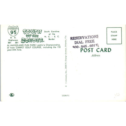 Amigoland Fun Park Carpet Golf Course South of the Border Inn Postcard TK1-23