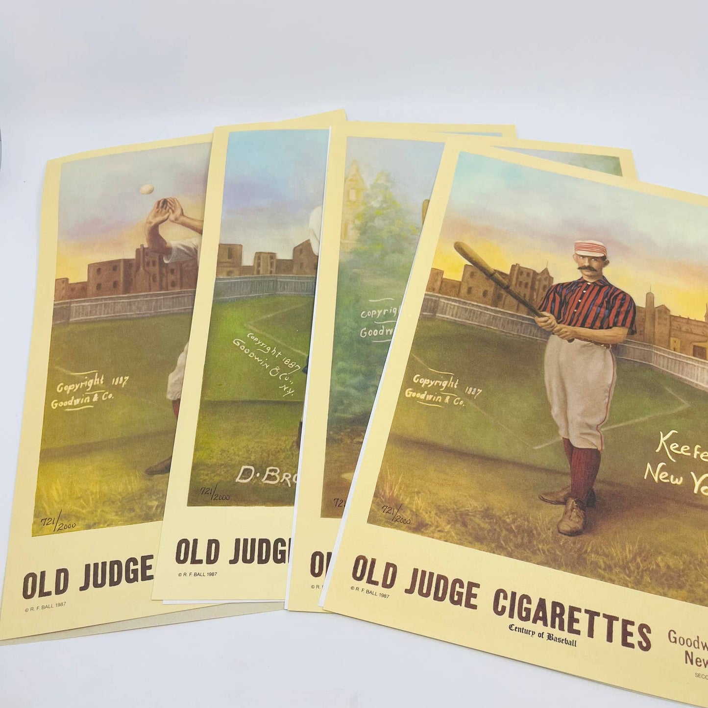 1987 Old Judge Cigarettes Century Of Baseball Lithograph 725/2000 set 4 TD9