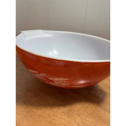 Vintage Pyrex Autumn Harvest Wheat 444 Cinderella Mixing Bowl 4 Quart 13”