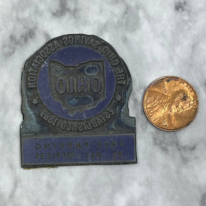 Vintage Letterpress Printers Block Plate The Ohio Savings Association TJ57