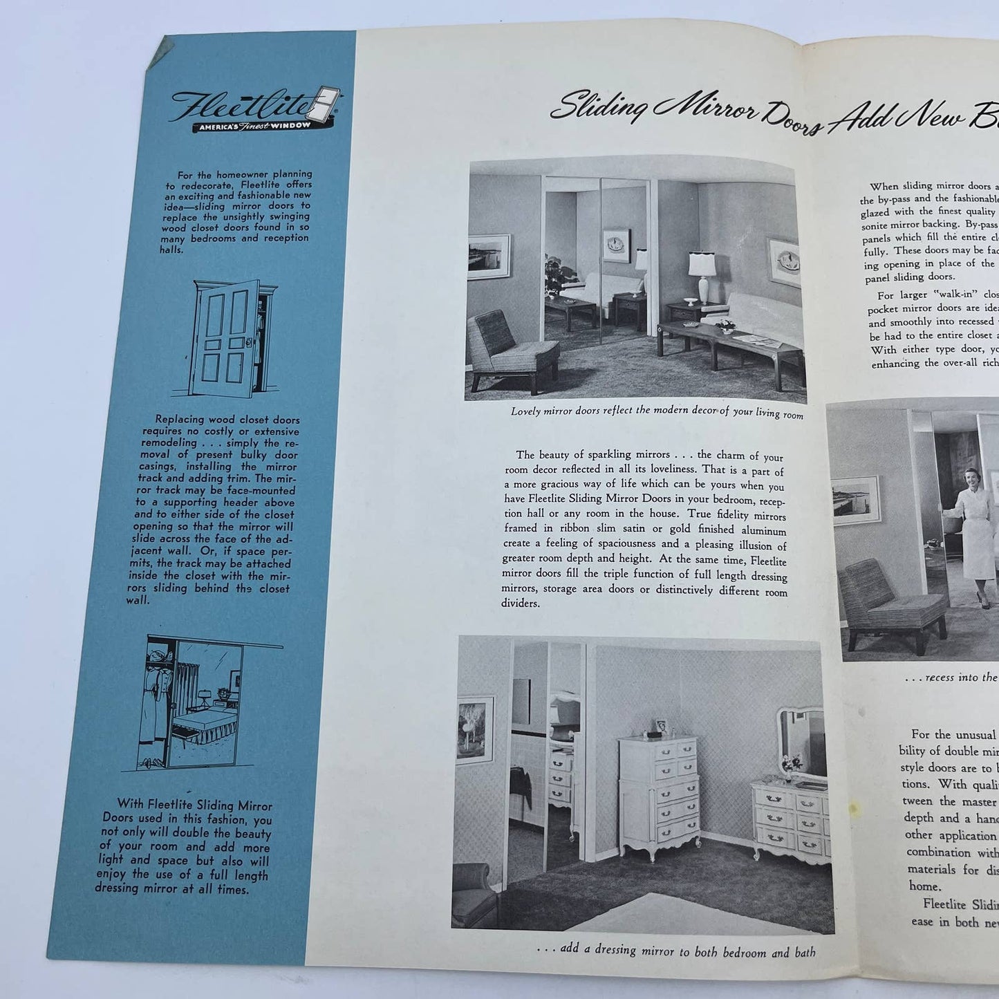 1950s MCM Fleetlite Sliding Mirror Doors Advertising Booklet & Order Form TH7