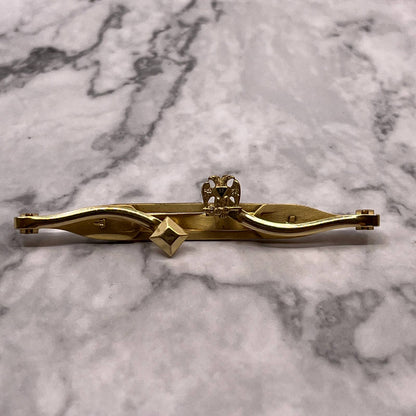 Vintage Gold Tone Masonic Double Headed Eagle Level 32 Anson Tie Clip Clasp SA2