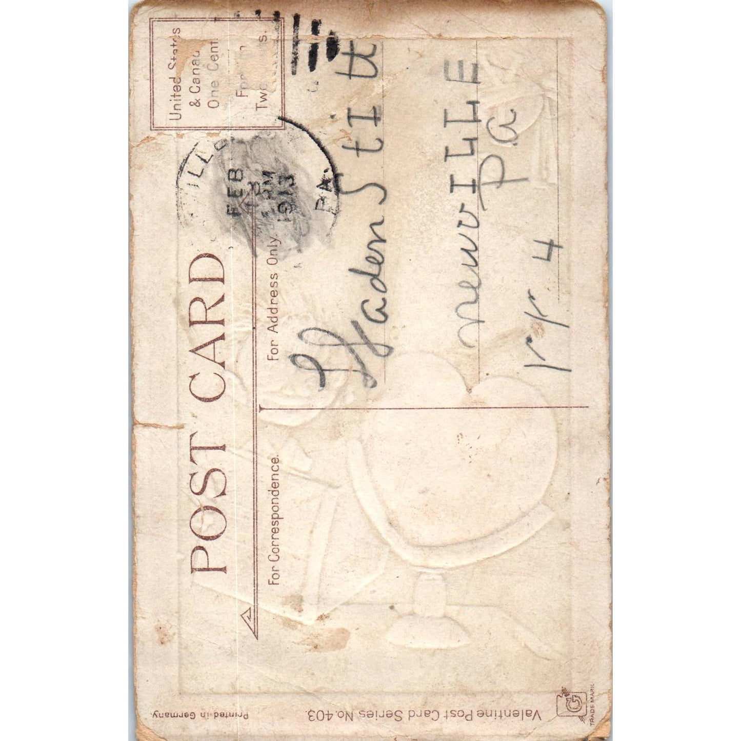 Valentine's Geography Dwig Cartoon 1913 Original Postcard TK1-24