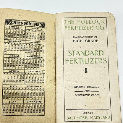 1915 Advertising Notepad Pollock Fertilizer Company Baltimore Maryland TE1